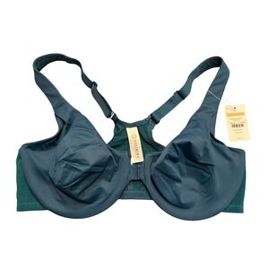 NWT DELIMIRA Borealis Green Full Coverage Front Closure Bra Underwire44C